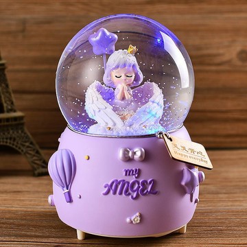 ✨臺灣出貨✨【48小時內發貨】新款水晶球發光夜光音樂盒旋轉小女孩雪花生日禮物送女生兒童跳舞