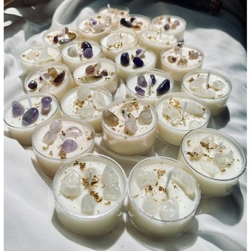 🔥蝦皮水晶款式最多 許願蠟燭 金箔水晶能量靈氣蠟燭 天然精油大豆蠟 小茶蠟 強力招財 桃花 感情 淨化蠟燭 去除負能量