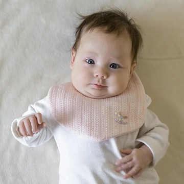 【日本妖精の森】嬰兒小鹿刺繡棉紗圍兜/新生兒口水巾