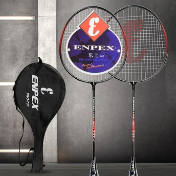 樂士羽毛球拍鐵合金對拍套裝學生訓練兒童休閑娛樂羽毛球拍737對