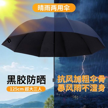 📣爆款推薦📣【3.4萬人收藏】戶外防風超大雨傘加固晴雨折疊男女遮陽黑膠兩用商務防曬太陽傘 E1BH