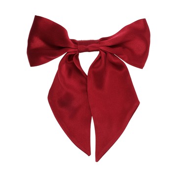 L. ERICKSON USA 經典蝴蝶結真絲髮夾〈酒紅色〉