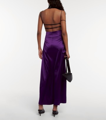 Didu Asymmetric silk satin maxi skirt