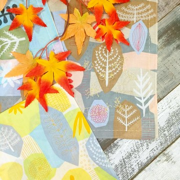 HBK刺繡繪風手帕 銀杏森巴|52X52CM|輕薄細緻|精緻刺繡|日本