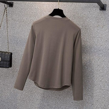 【台灣出貨】大碼女裝微胖女孩長袖上衣打底衫 修身顯瘦刺繡字母 小眾設計韓版內搭 春秋百搭親膚舒適 100公斤可穿