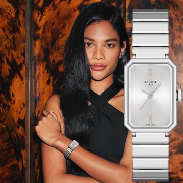 TISSOT 天梭 官方授權 T160.110.11.033.00 SRV系列 幾何線條方形石英女錶 雙12購物節 送禮首選-30mm T1601101103300