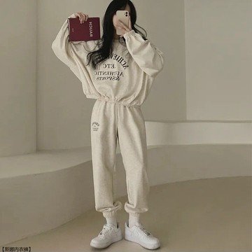 套裝女棉長袖長褲女裝甜美兩件套春秋冬加絨韓版休閒