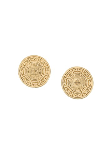 Givenchy Pre-Owned - 1980s logo-embossed clip-on earrings - women - 18kt Gold Plated Brass - One Size