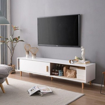 北歐電視櫃茶幾組合現代簡約客廳家用小戶型經濟型實木腿電視韶意[DD220109]