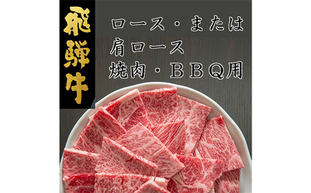 飛騨牛ロースまたは肩ロース600g（焼肉・BBQ用）