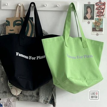 自制超大容量日式通勤休閑單肩帆布學生書包購物袋簡約文藝托特包
