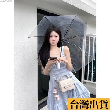 🌈台倉出庫🌈 顯白少女收腰奶藍色吊帶洋裝小個子裙子 多巴胺穿搭吊帶裙子 褶皺洋裝 連身裙