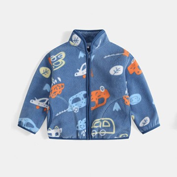 Little Bear - Fleece搖粒絨兒童外套(加絨)-車車-藍色