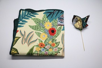 热带雨林口袋巾小蝴蝶胸针套装/婚礼搭配神器