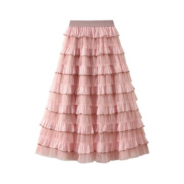 【巴黎精品】現貨+預購 女網紗裙A字裙百褶裙半身裙長裙大碼洋裝休閒大尺碼女裝-法式6色a1fq83