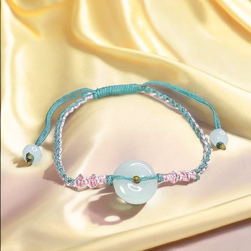 【願‧平安】冰種翡翠平安扣編織手鍊| 天然緬甸玉A貨翡翠 | 送禮