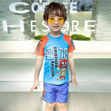 兒童泳衣小中童男孩學生溫泉游泳衣2024夏季新款分體專業游泳裝備