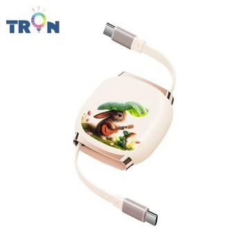 TRON 100W Type-C 伸縮快充線 1M 奶茶色 貓狗動物之家B-2 4檔長度調整 可充筆電 適用i15以上手機 平板