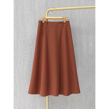 焦糖色傘裙半身裙女秋季2025新款赫本風大擺裙遮肉百褶裙a字長裙