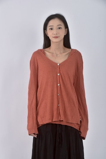 (M) leafy排扣橘色外套