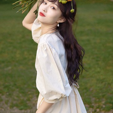 茶歇法式初戀赫本風白色長裙2022春夏季新款氣質仙女襯衫連衣裙潮