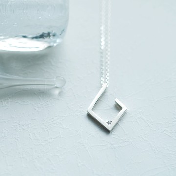 鋯石 菱形 長項鍊 925銀