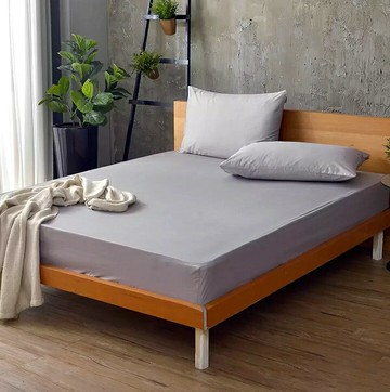 [COSCO代購5] W127712 La Belle 雙人加大 200織純棉素色床包枕套 3件組 180公分 X 186公分 灰