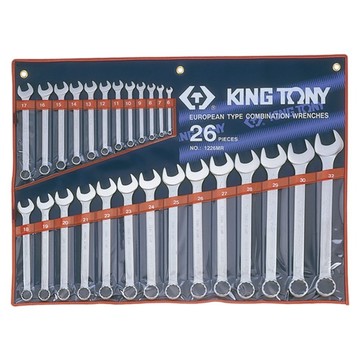 KING TONY 金統立 專業級工具 26件式 複合扳手組 梅開扳手 6~32mm KT1226MR  1套