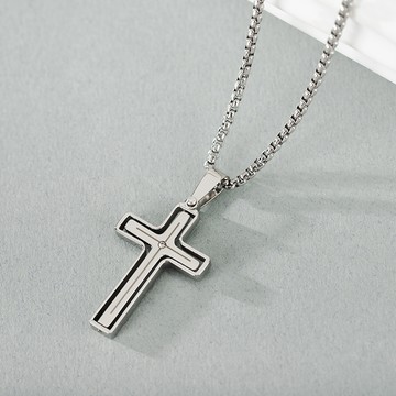 [鈦鋼]神秘Crossline十字架旋轉項鍊【KTL950】-銀