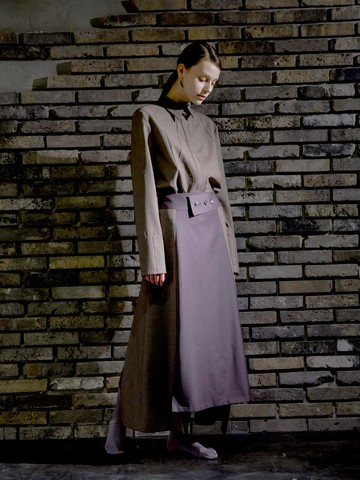 Two-Panel Wool Long Skirt