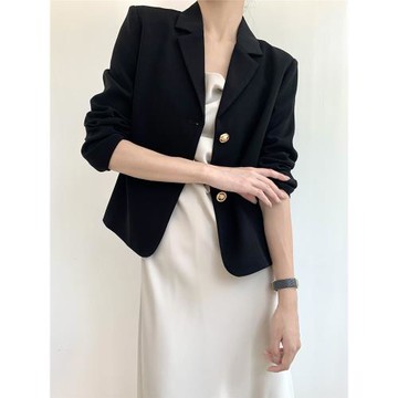 茹樹家 西裝外套女春秋2025新款黑色小個子短款休閑小西裝女