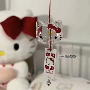 ✨臺灣出貨✨HelloKitty同款貓咪風鈴日式可愛風風鈴迷你車載掛件生日禮品配飾