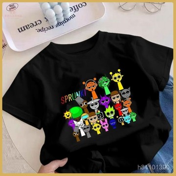 爆款熱推💖全臺免運 童裝男童節奏Sprunki盒子兒童短袖新款音樂上衣2025夏季女童半袖 ANBQ