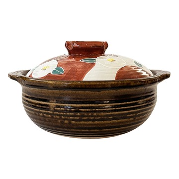 ONE TWO POT 萬土燒 陶鍋/多功能燉煮湯鍋  26cm  日式和風茶花款  1個