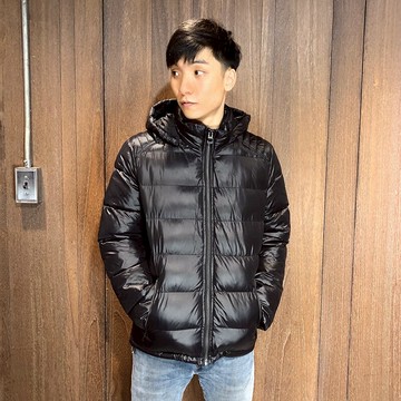 美國百分百【全新真品】Guess 連帽 鋪棉 外套 防風 夾克 保暖 男款 logo 黑色 M號 AR00