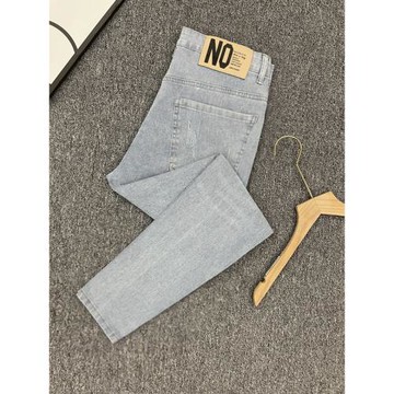 男士淺色牛仔褲2025新款春夏季修身小腳九分褲潮牌美式彈力長褲子