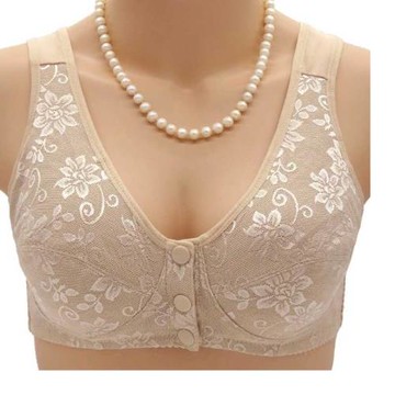 媽媽內衣文胸女前扣薄款中年婦女老年人無鋼圈純棉大碼背心式胸罩