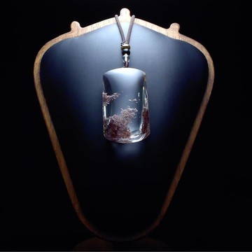 紅霞之境 藏於水晶的紅色雲海 幽靈項鍊吊墜 PN0002