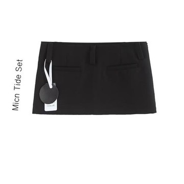 千禧風黑色西裝超短裙褲女辣妹包臀mini裙女基礎款無防走光半身裙