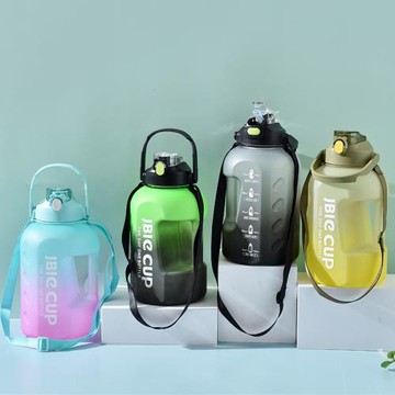 新款網紅漸變大容量水杯運動雙飲彈跳水壺健身男女生頓頓桶太空杯