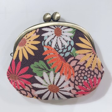 【和夢兔】京都宇治中型口金包-現代花(棕)