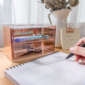 【入厝禮物】玫瑰金/兩格小抽屜收納盒  桌面收納