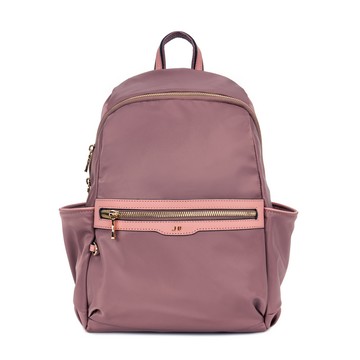 J II 後背包-摩卡尼龍配皮後背包-玫瑰金-6116-5