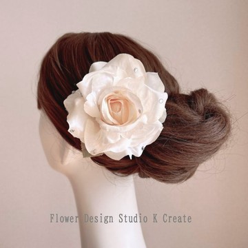 簡約米白色玫瑰髮夾 佛朗明哥 芭蕾 花徑 11-12cm 米白色 玫瑰 髮夾 Flores