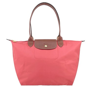 [平輸版]LONGCHAMP LE PLIAGE系列長把再生尼龍摺疊水餃包(大/草莓紅)真品平輸