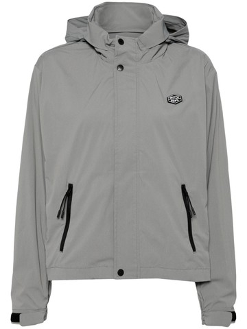 CHOCOOLATE - logo-appliqué hooded windbreaker - women - Nylon/Spandex/Elastane - M - Grey