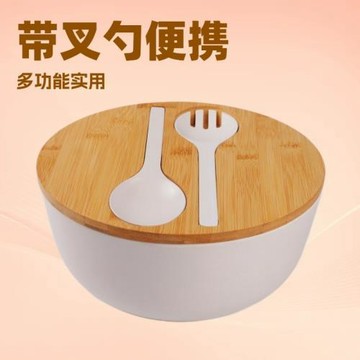 亞馬遜竹纖維沙拉碗竹蓋帶叉勺專利設計多功能外觀專利密胺材質