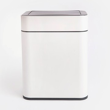 (組)伊登ABS對開感應不鏽鋼垃圾桶15L+20L 白