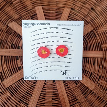 個性風 椿花 紅色 耳釘 手繪 獨一無二