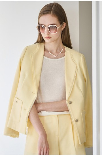 EU小香風翻領西裝外套